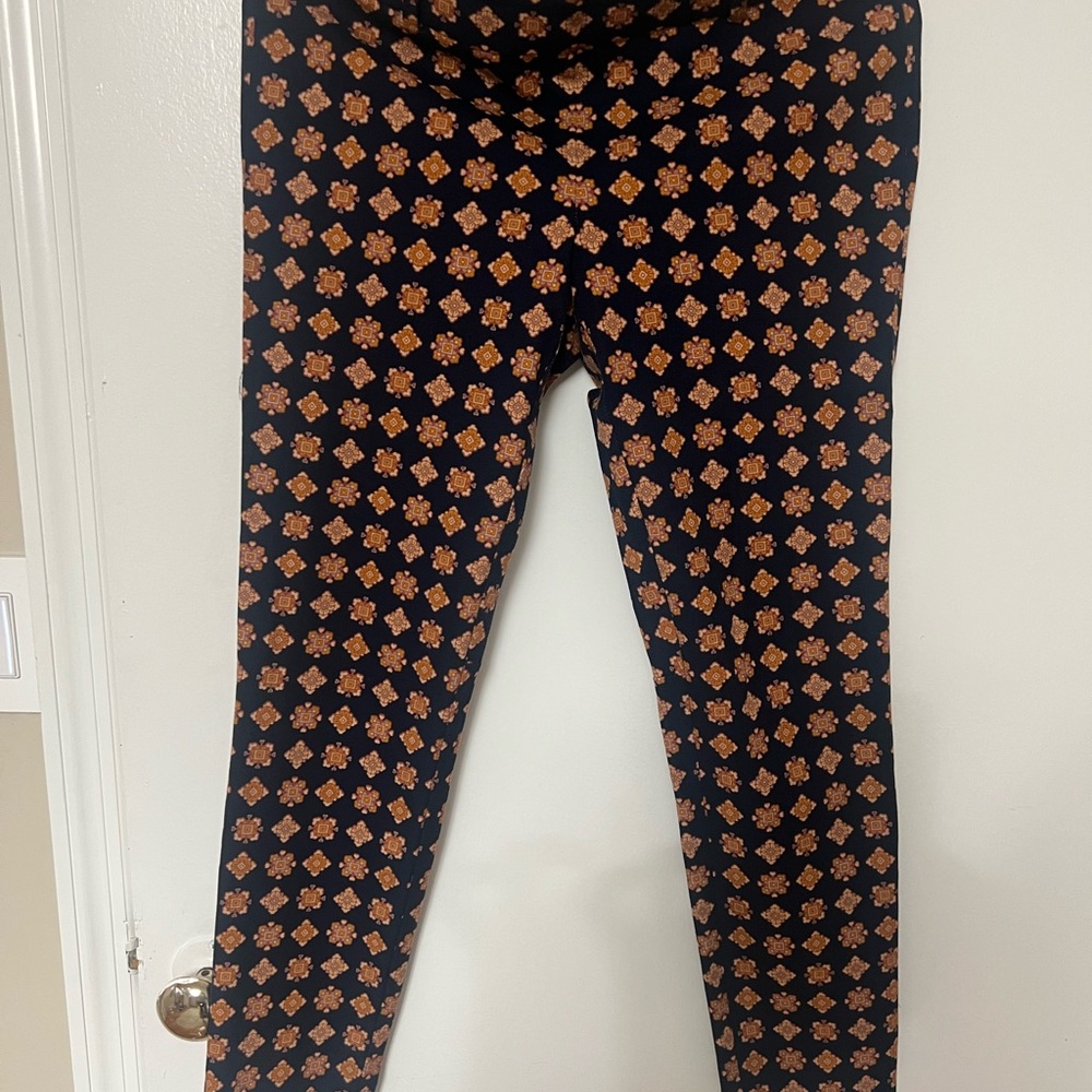 J. Crew Black and Orange Patterned Cropped Pants